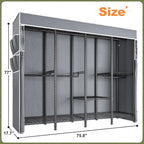 EnHomee 76"W Clothes Rack with Cover,1100LBS Heavy Duty Wardrobe Closet Organizer,Adjustable Portable Closet��Black