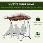 Outsunny 3 Person Patio Swing Seats, Porch Swing with Stand & Adjustable Canopy, Heavy Duty Outdoor Swing Chair Bench for Adults, Black