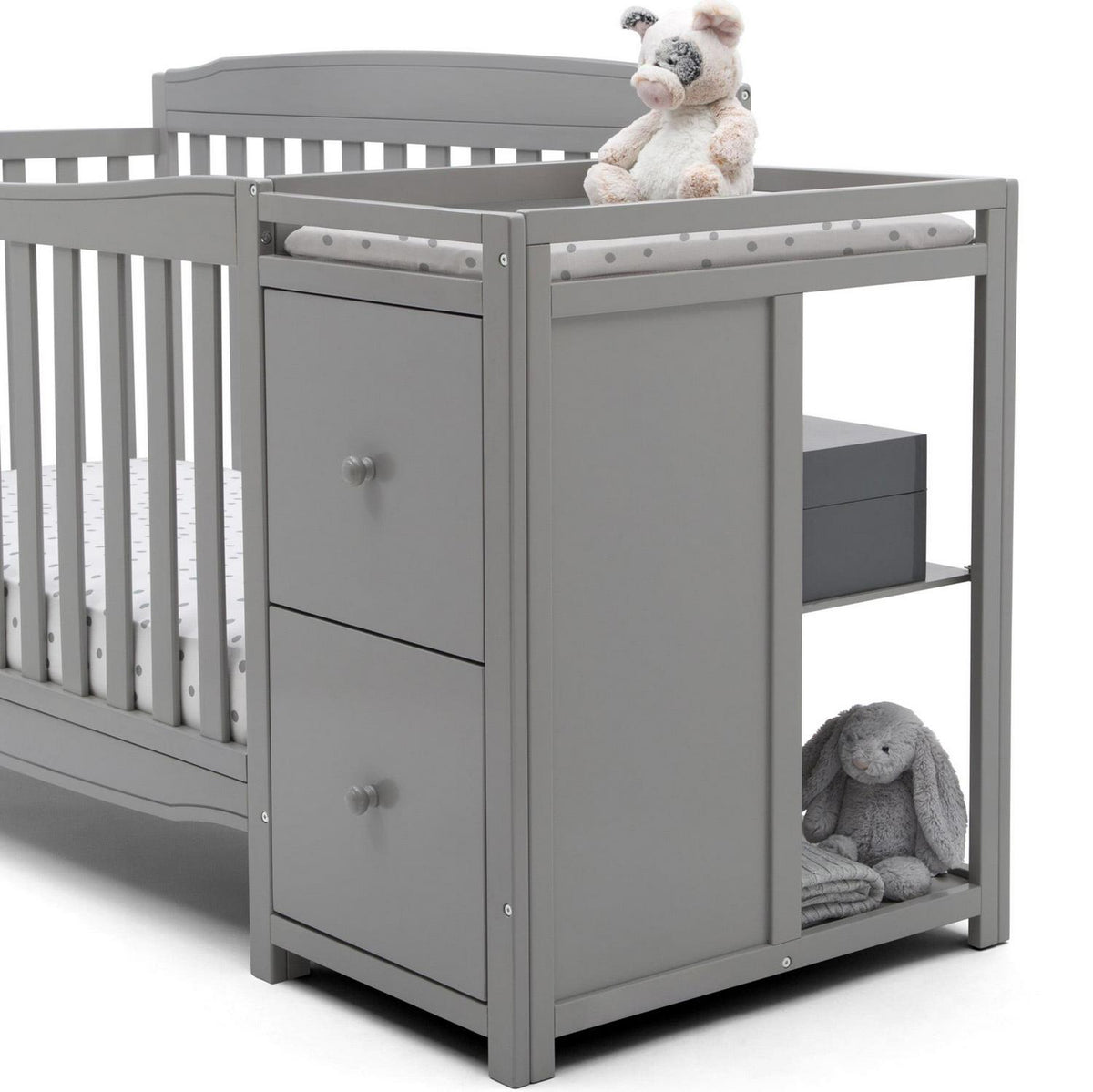 Delta Children Mason 6-in-1 Convertible Crib and Changer. Gray