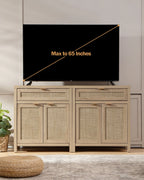 Nopurs Rattan Sideboard Buffet Cabinet Set of 2,Boho Storage Cabinet Buffet Table with Doors and Drawer,Coffee Bar Cabinet for Kitchen Entryway Living Dining Room,Light Oak