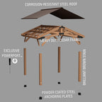 Backyard Discovery Norwood 14' x 12' Cedar Wood Gazebo, Galvanized Steel Roof, PowerPort