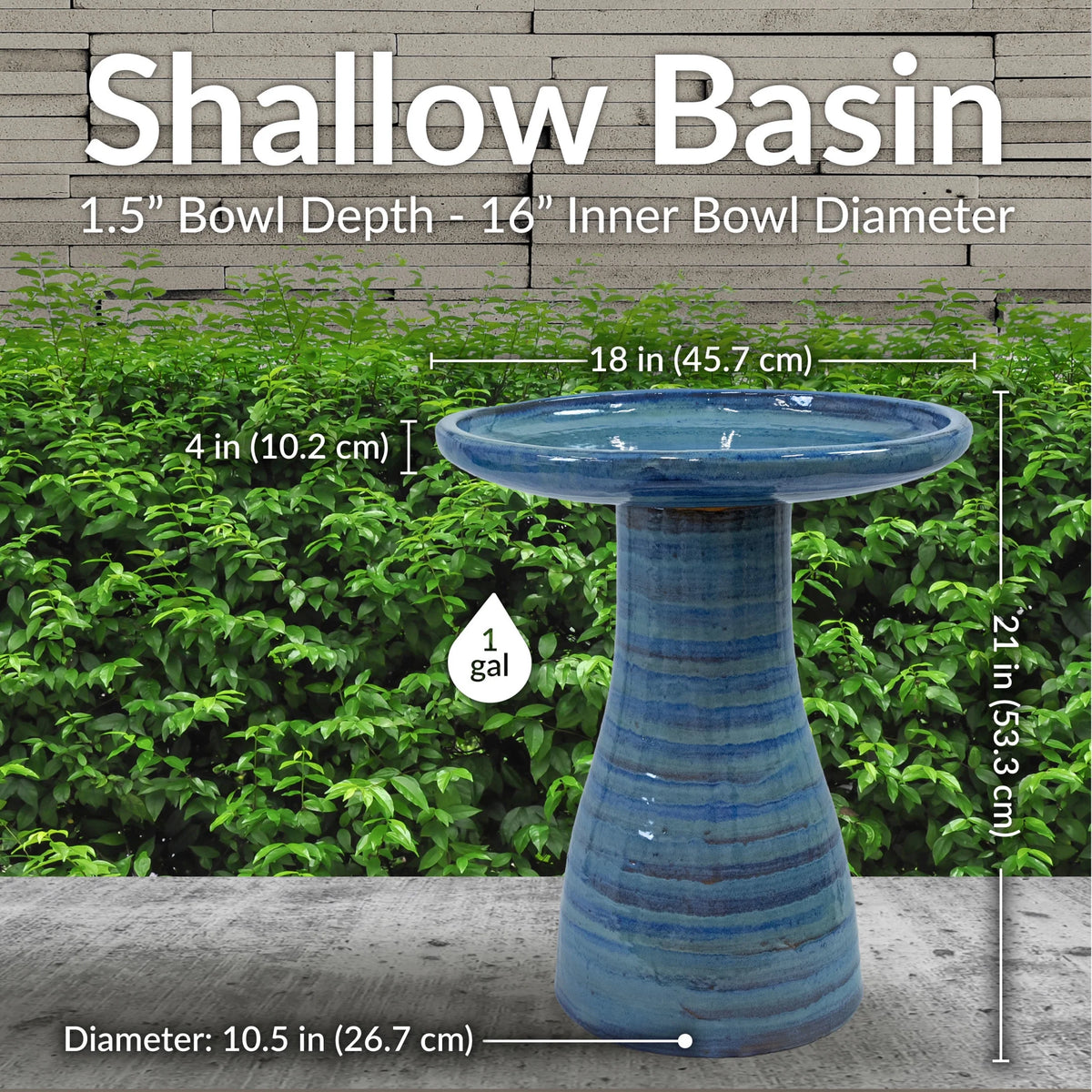 Sunnydaze Freestanding Ceramic Outdoor Bird Bath, Glazed, UV-Resistant Galaxy Blue Finish