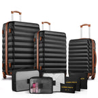 9 Piece Luggage Sets, Hard 20 24 28 inch Luggage with 6 Pieces Organize Bags Travel Suitcases Sets with Wheels, Rose