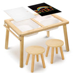 Sweet Time Toddler Sensory Table Chairs, Wood Kids Activity Table with Storage Play Study Furniture