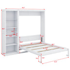 YunNianYang Queen Size Gray Murphy Bed Wall Bed with Shelves