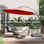 LAUSAINT HOME 11FT Patio Umbrella with Base, Outdoor Deluxe Curvy Cantilever Umbrella for Patio Pool Deck, Champagne