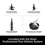Ninja Professional Plus Kitchen System, 1400 Watts, 5 Presets for Smoothies, Chopping, Dough with Auto IQ, 72-oz.* Blender Pitcher, 64-oz. Processor Bowl, 24-oz. To-Go Cups, Black, BN800