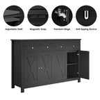 Homfa 55.1'' W Farmhouse Storage Cabinet, 4-Doors 2-Drawers Wood Sideboard with Adjustable Shelves for Kitchen Dining Room, White