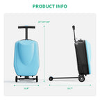 Muhub 2 in 1 Scooter Luggage for Kids and Adult,Foldable Ride on Luggage with Wheels,Light Blue