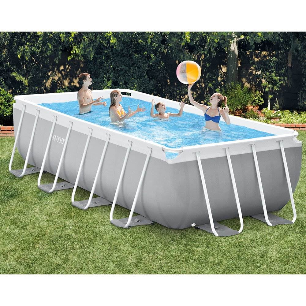 Intex 16' x 42" Frame Rectangular Above Ground Swimming Pool Set w/ Canopy