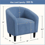 Yaheetech Upholstered Club Chair Accent Barrel Chair, Ivory