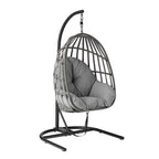 Mainstays Outdoor Wicker Patio Hanging Egg Chair, Gray