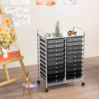 Costway 20 Drawer Rolling Storage Cart Tools Scrapbook Paper Office School Organizer Yellow