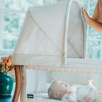 Chicco LullaGo Anywhere LE Portable Bedside Bassinet with Removable Canopy - Serene (Beige). New