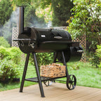 Summit Living Charcoal Grill with Offset Smoker 941 sq.in. Extra Large BBQ Grill Black