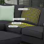 Harper & Bright Designs Modular Sectional Sofa with Ottoman Couch L Shape Corner Sofa Sets 7 Seats Fabric Couch for Living Room, Black, 112 * 87 inch