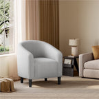 Yaheetech Upholstered Club Chair Accent Barrel Chair, Ivory