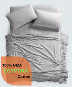 600 Thread Count, 100% Giza Egyptian Cotton Bedding Set, 4-PC Sheets Set, 15 Inch Deep Pocket of Fitted Sheet, Soft Sateen Weave Breathable - Black, Twin
