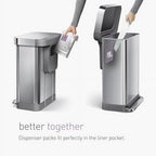 simplehuman 58 Liter / 15.3 Gallon Rectangular Dual Compartment Recycling Step, Brushed Stainless Steel with Soft-Close Plastic Lid Kitchen Trash Can