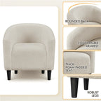 Yaheetech Upholstered Club Chair Accent Barrel Chair, Ivory