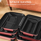 9 Piece Luggage Sets, Hard 20 24 28 inch Luggage with 6 Pieces Organize Bags Travel Suitcases Sets with Wheels, Rose