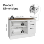 Madesa Hazel Kitchen Storage Buffet Base Cabinet with Adjustable Feet 47 Inch Engineered Wood Slab Doors Painted Finish Floor Mount Removable Plinth - White