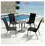 Patio Dining Chairs Set of 4, Outdoor Stackable Dining Furniture Set, All Weather Dining Set for Lawn, Garden, Backyard, Poolside, Black