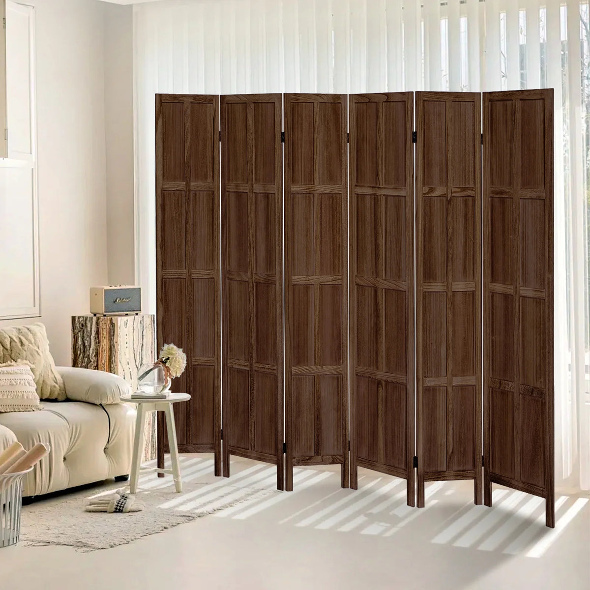 Aletheiawu 4 Panel Room Divider Wall and Folding Privacy Screens��No Installation Required��White
