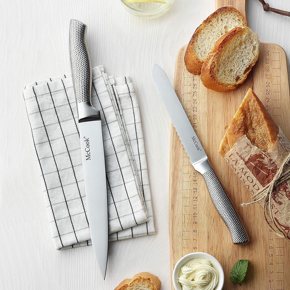 McCook MC20 17pcs Kitchen Knife Set with Block Cutlery Knife Block Set Stainless Steel
