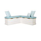 Linon Romero Backless Corner Nook with Storage, 5-Piece Cushion Set, Natural/White/Beige