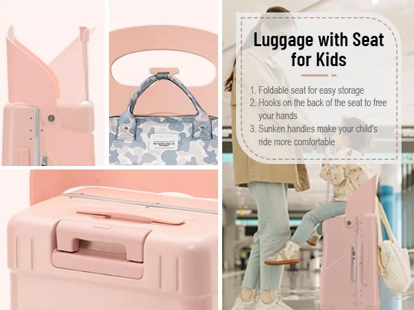 22 Inch TSA Lock Luggage with for Kids& Adult,Check in Lockable Spinner Wheels Free Luggage Cover and Safety Seatbelt Travel Suitcase