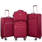 Travelhouse 4 Piece Luggage Set Softside Expandable Lightweight Suitcase with Double Spinner Wheels.(Black)