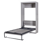 Euroco Pine Wood Twin Size Murphy Bed, Convertible Wall Bed into A Cabinet, Gray