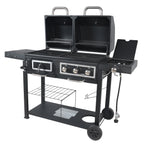 Dual Fuel Gas & Charcoal Combo Grill, Black with Stainless