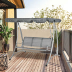 Outsunny 3 Person Patio Swing Seats, Porch Swing with Stand & Adjustable Canopy, Heavy Duty Outdoor Swing Chair Bench for Adults, Black