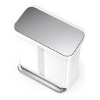 simplehuman 58 Liter / 15.3 Gallon Rectangular Dual Compartment Recycling Step, Brushed Stainless Steel with Soft-Close Plastic Lid Kitchen Trash Can