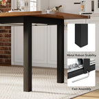 iPormis 63" Extendable Dining Table for 4-8, Square Wooden Dining Room Table with Metal Base, Modern Extendable Table for  Small Kitchens, Dining Office Areas, Black