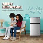WANAI 5.0 Cu.ft Mini Refrigerator with Freezer 7 Settings Temp Adjustable Large Compact Fridge Silver