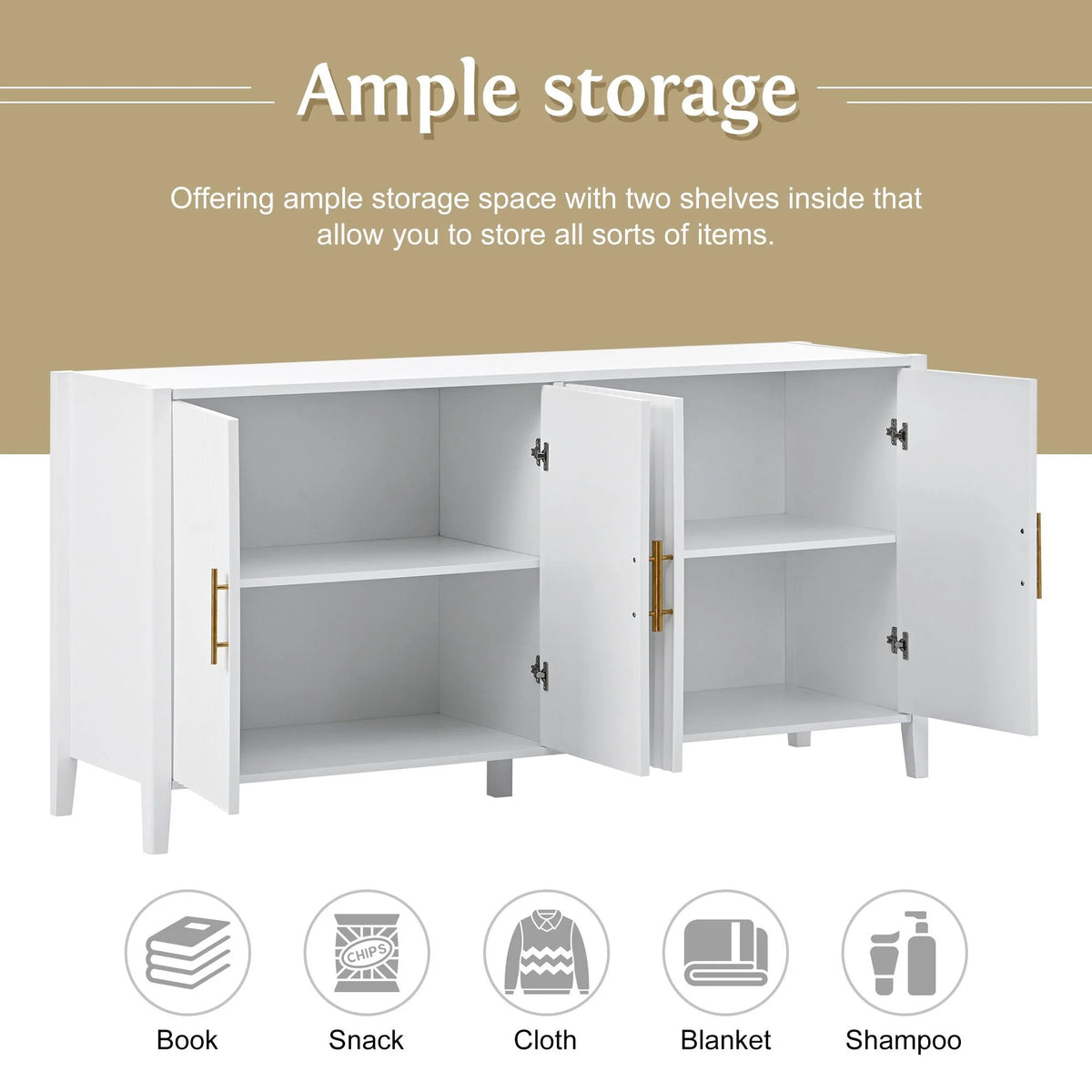 Black Accent Cabinet, Atumon Storage Cabinet Furniture, Modern Buffet Sideboard, Wooden Accent Cabinet with 3 Doors, Accent Storage Cabinet for Entryway Hallway Living Room, 48"L x 17.7"W x 31.9"H