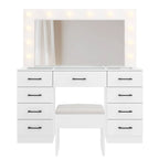Ktaxon Large Makeup Vanity, Vanity Table Set w/ Visible Glass Top w/ Charging Station, White