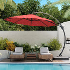 LAUSAINT HOME 11FT Patio Umbrella with Base, Outdoor Deluxe Curvy Cantilever Umbrella for Patio Pool Deck, Champagne