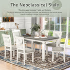 Harper & Bright Designs Farmhouse 7 Pieces Extendable Dining Table Set for 6, Solid Wood Kitchen Table with Butterfly Leaf and 6 Upholstered Chairs, Brown
