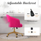 Home Office Swivel Desk Chair, Modern Velvet Vanity Chair, Height Adjustable Armchair with Gold Base, Ergonomic Office Chair for Task Study Computer Room, Beige
