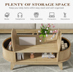 Fluted Coffee Table with Storage, Modern Coffee Tables, Wood Accent Center Table