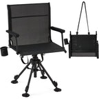 Danrelax 360�� Silent Camo Hunting Blind Chair, Armrests, Side Pouch, Telescopic Legs
