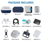 4-6 Person Outdoor Portable Inflatable Heated Hot Tub with 130 Bubble Jets, Square Inflatable Heated Pool Spa with Insulated Cover, Insulated Cover and Carry Bag, Blue