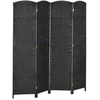 Privacy Screen HOMCOM Room Divider, 4 Panel Folding Privacy Screen, 5.6' Tall Freestanding Partition for Home Office, Bedroom, Black,Outdoor Privacy Screen