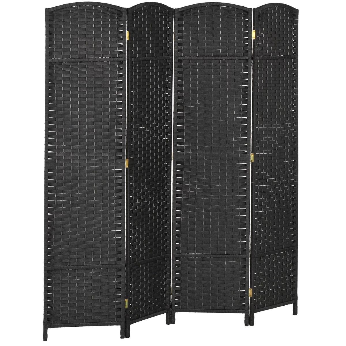 Privacy Screen HOMCOM Room Divider, 4 Panel Folding Privacy Screen, 5.6' Tall Freestanding Partition for Home Office, Bedroom, Black,Outdoor Privacy Screen