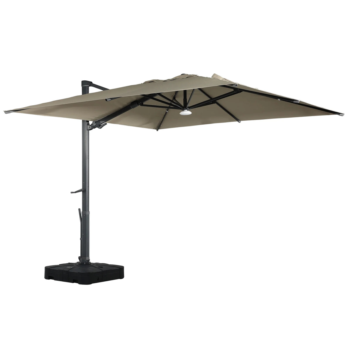 Boyel Living Cantilever Outdoor Patio Umbrellas, with Bluetooth Ambient Light & Base, Offset Square Umbrella for Pool Deck Garden Backyard, Navy Blue