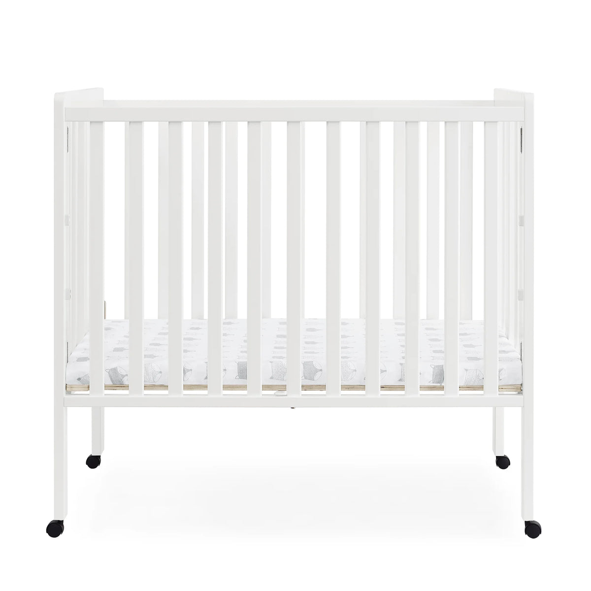 Delta Children Lee Portable Folding Mini Crib with 1.5-Inch Mattress - Greenguard Gold Certified, Bianca White